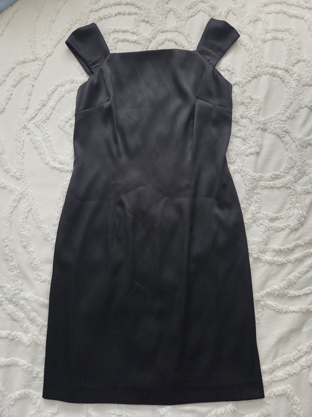 metrostyle Black Square-Neck Midi Sheath Dress